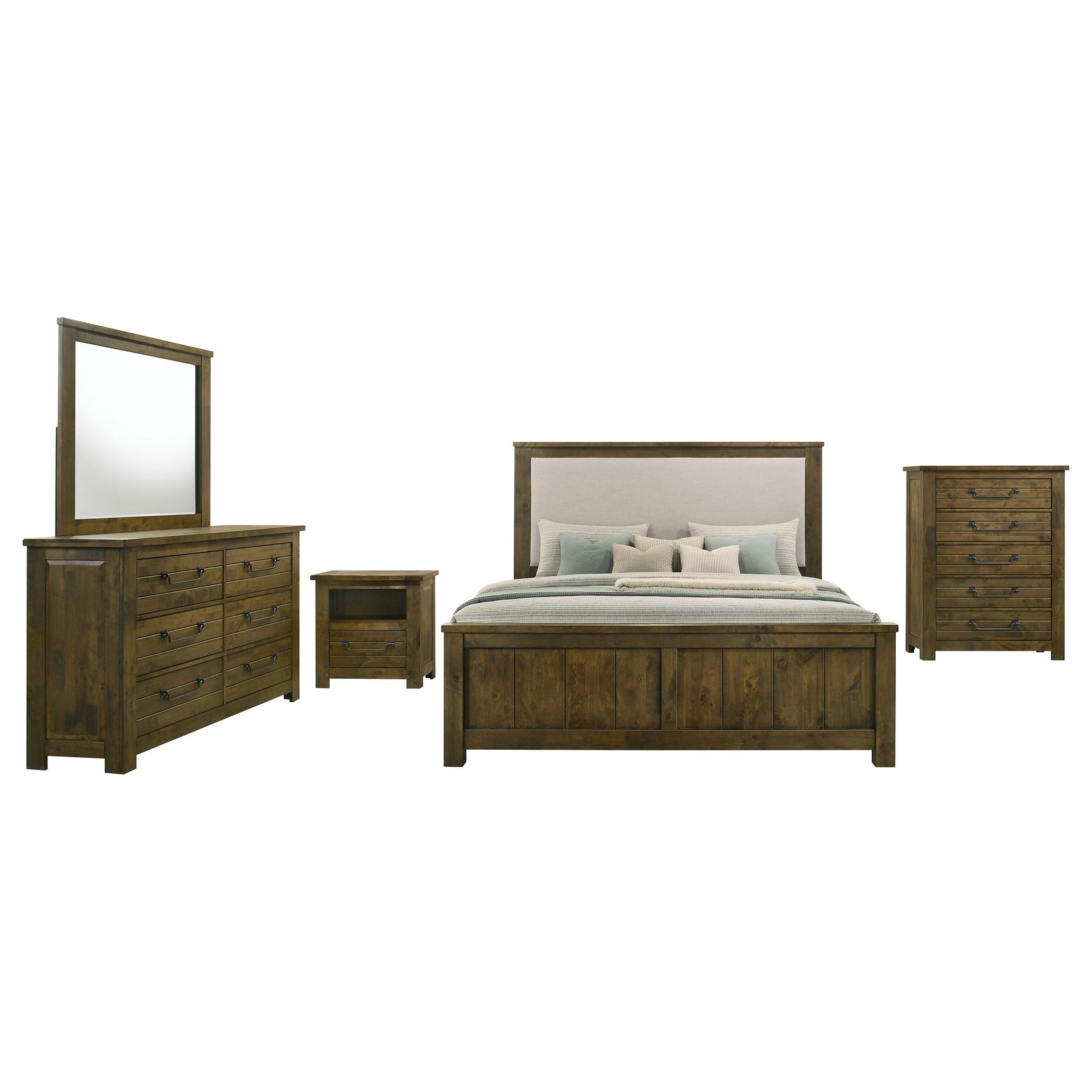 Doherty Rustic Brown 5-Piece Eastern King Bedroom Set - Ornate Home