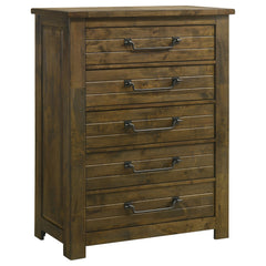 Doherty Rustic Brown 5-drawer Chest Of Drawers - Ornate Home
