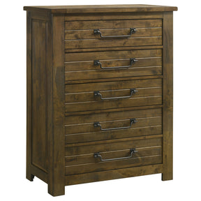 Doherty Rustic Brown 5-drawer Chest Of Drawers - Ornate Home