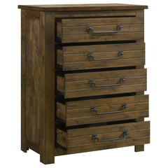 Doherty Rustic Brown 5-drawer Chest Of Drawers - Ornate Home