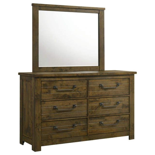 Doherty Rustic Brown 6-drawer Dresser With Mirror - Ornate Home