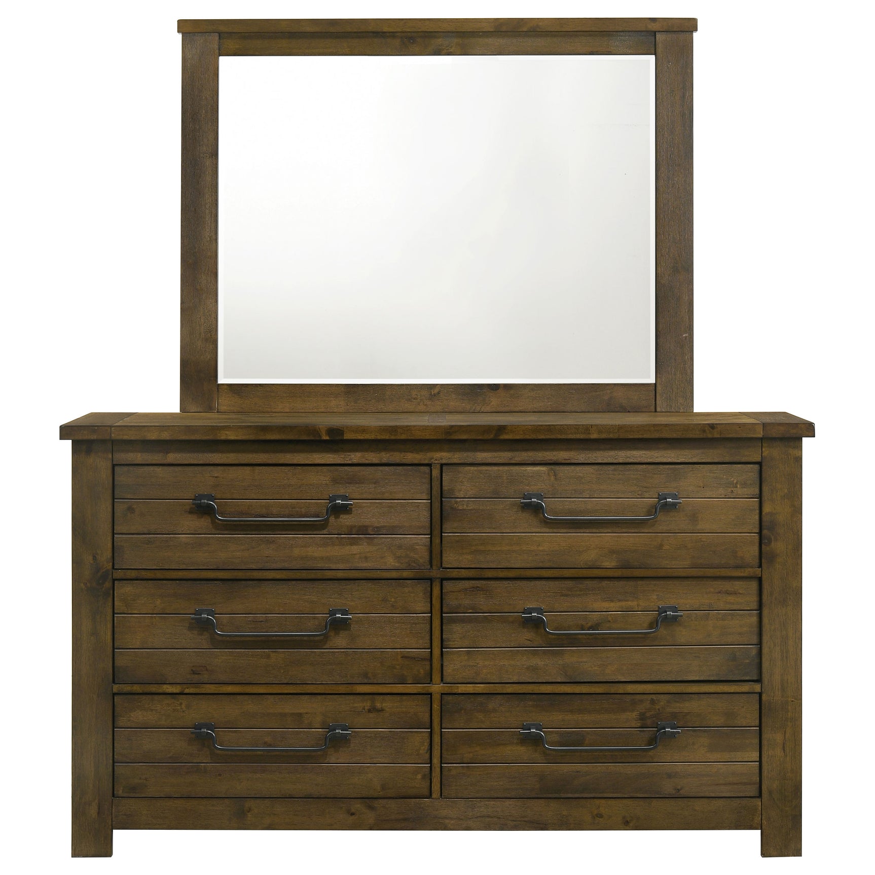 Doherty Rustic Brown 6-drawer Dresser With Mirror - Ornate Home