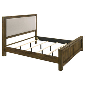 Doherty Rustic Brown Eastern King Linen Upholstered Panel Bed - Ornate Home
