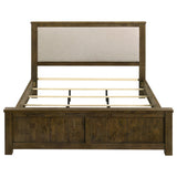 Doherty Rustic Brown Eastern King Linen Upholstered Panel Bed - Ornate Home