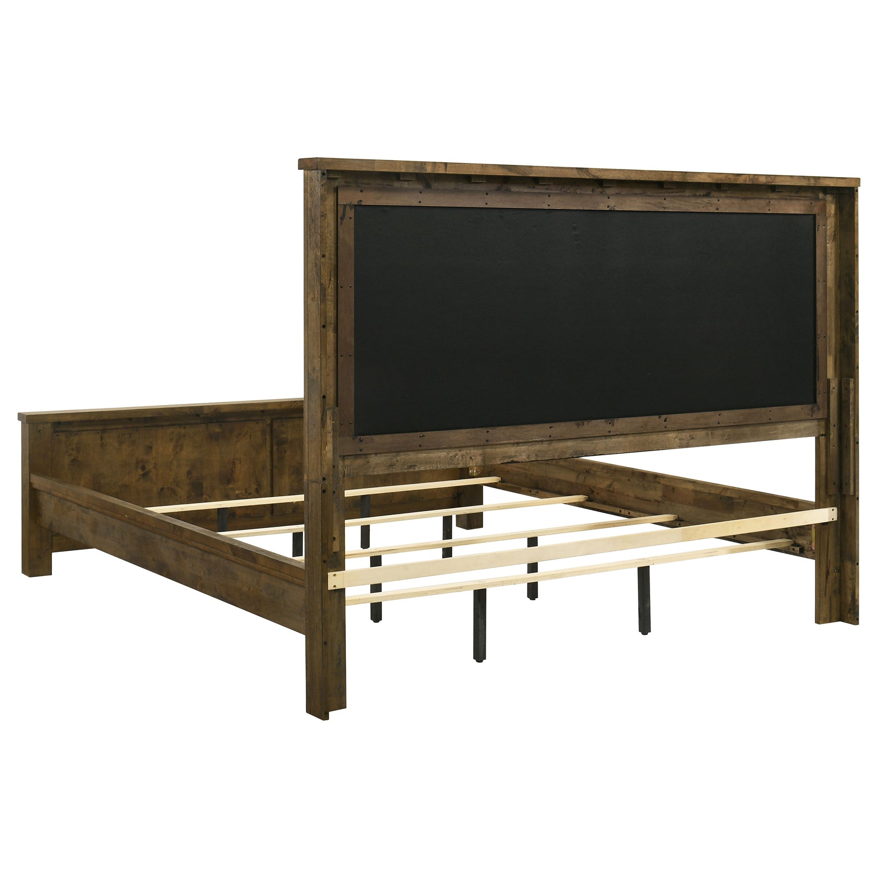 Doherty Rustic Brown Eastern King Linen Upholstered Panel Bed - Ornate Home
