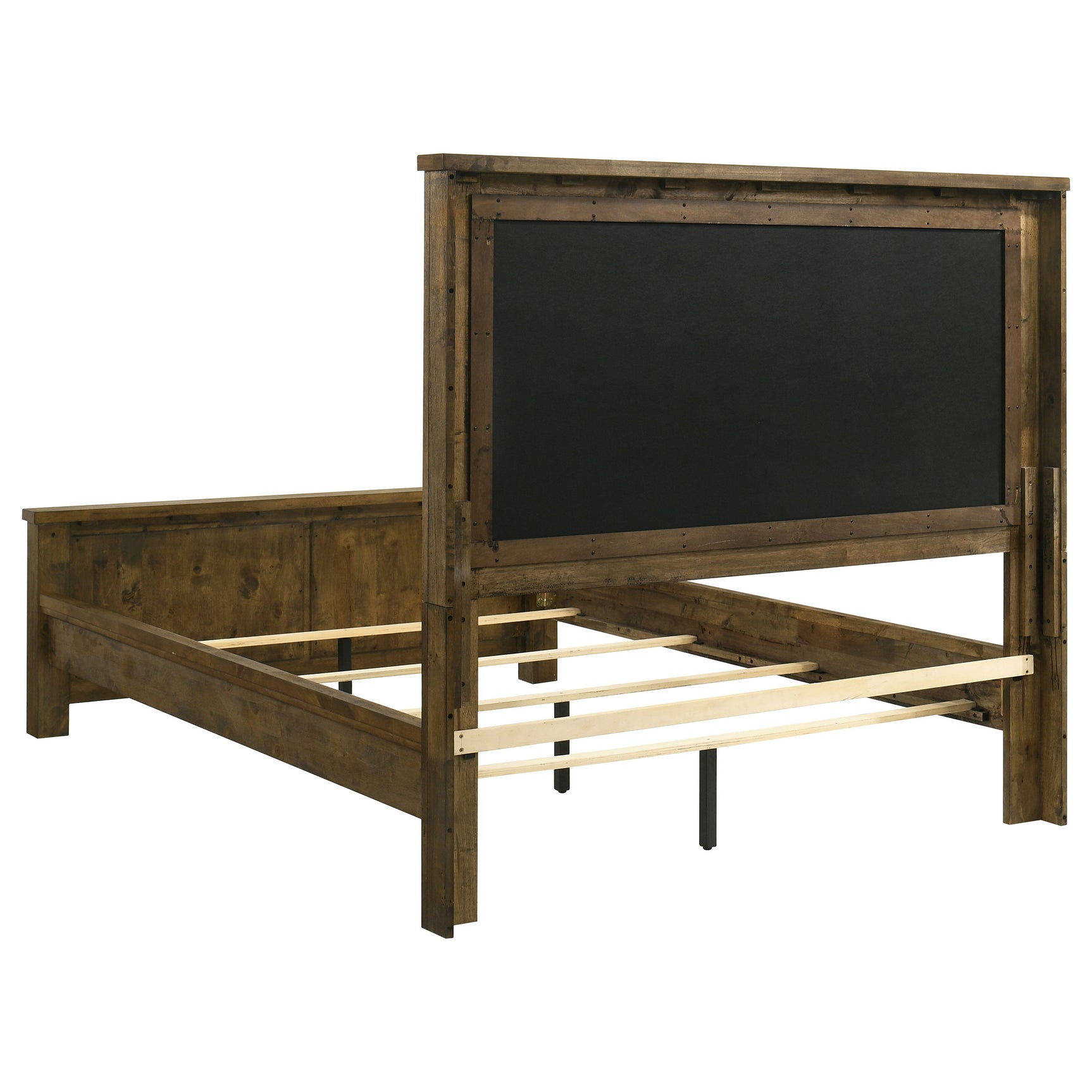 Doherty Rustic Brown Queen Linen Upholstered Panel Bed - Ornate Home