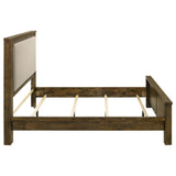 Doherty Rustic Brown Queen Linen Upholstered Panel Bed - Ornate Home