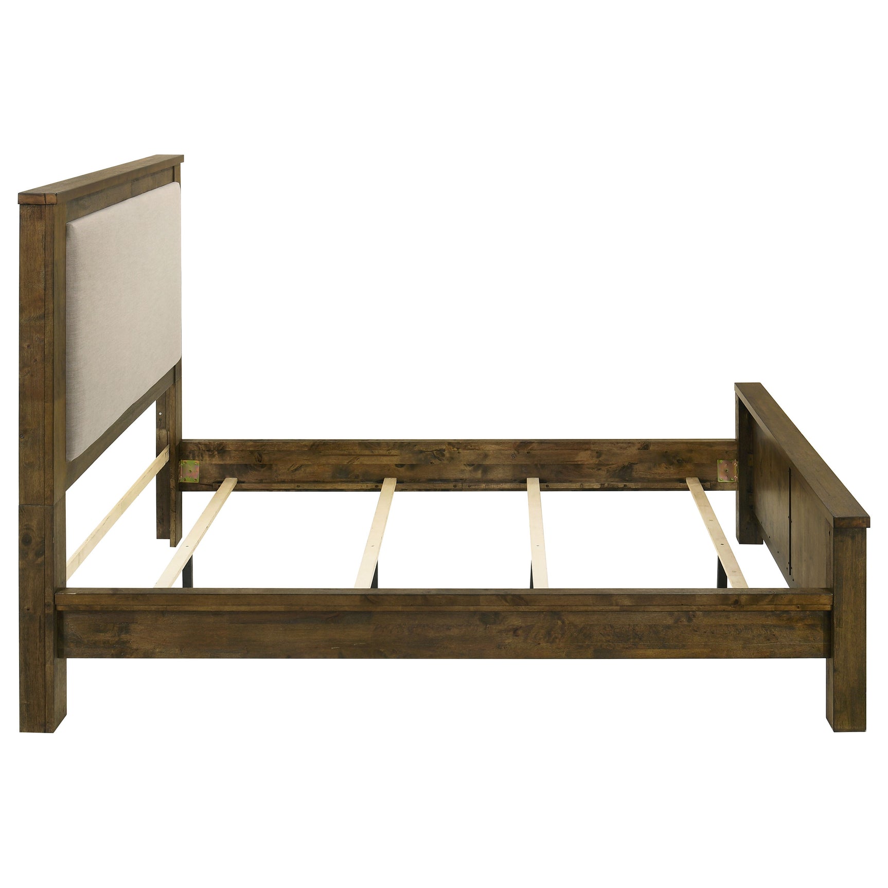 Doherty Rustic Brown Queen Linen Upholstered Panel Bed - Ornate Home