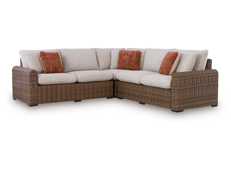 Dolan Creek Beige/Brown 3-Piece Outdoor Sectional - Ornate Home