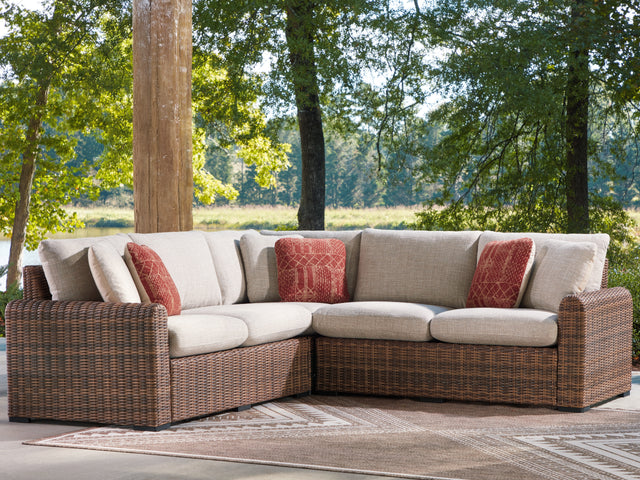 Dolan Creek Beige/Brown 3-Piece Outdoor Sectional - Ornate Home