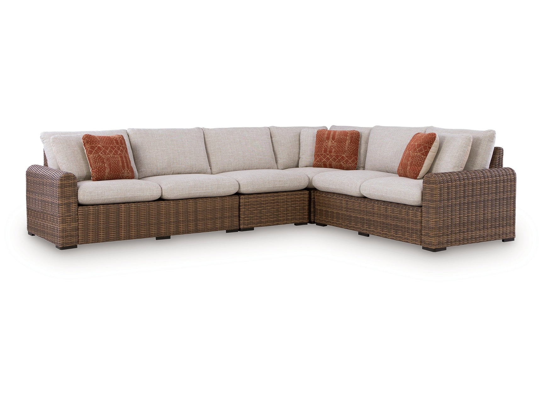 Dolan Creek Beige/Brown 4-Piece Outdoor Sectional - Ornate Home