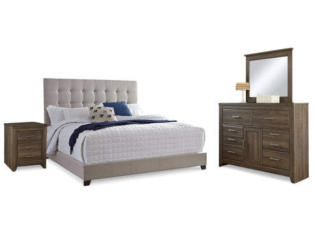 Dolante Multi Queen Upholstered Bedroom Set with Dresser, Mirror and Nightstand - Ornate Home