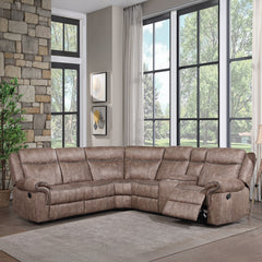 Dollum Two Tone Chocolate Motion Sectional Sofa - Ornate Home