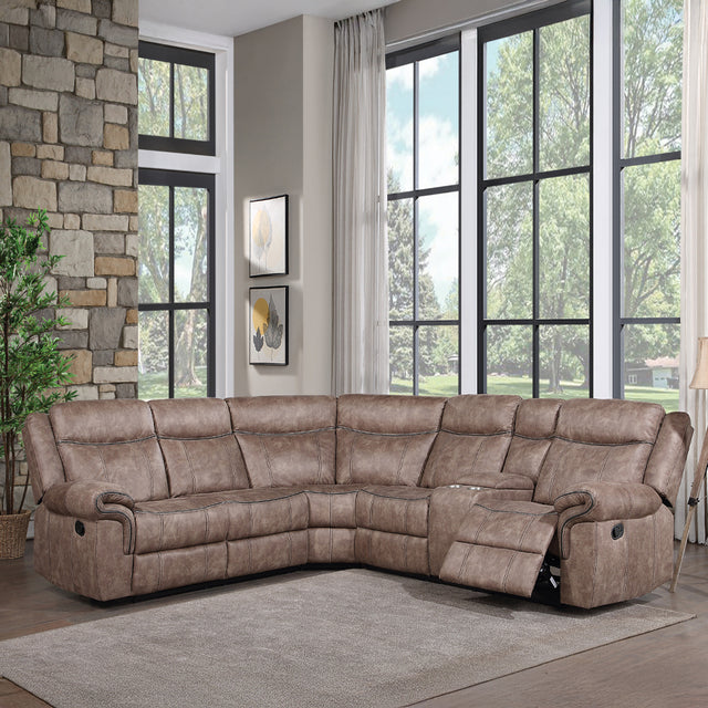 Dollum Two Tone Chocolate Motion Sectional Sofa - Ornate Home
