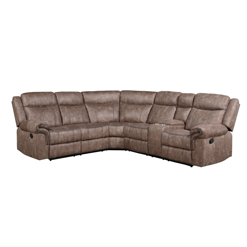 Dollum Two Tone Chocolate Motion Sectional Sofa - Ornate Home