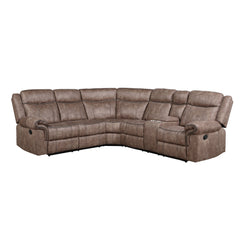 Dollum Two Tone Chocolate Motion Sectional Sofa - Ornate Home