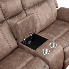 Dollum Two Tone Chocolate Motion Sectional Sofa - Ornate Home
