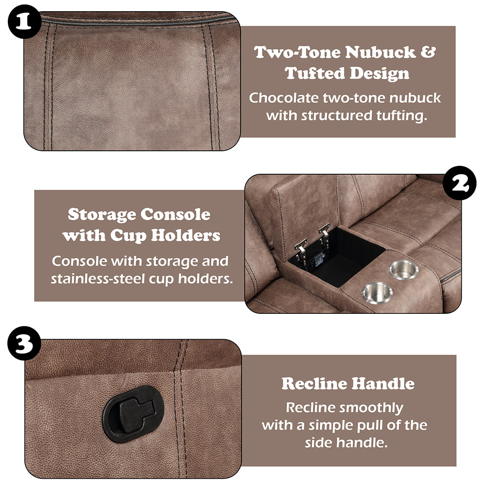 Dollum Two Tone Chocolate Motion Sectional Sofa - Ornate Home