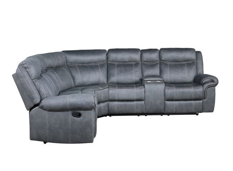 Dollum Two-Tone Manual Recliner Sectional Sofa w/Console - Ornate Home