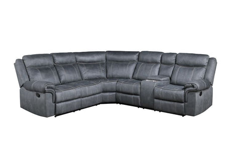 Dollum Two-Tone Manual Recliner Sectional Sofa w/Console - Ornate Home