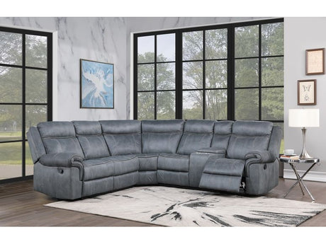 Dollum Two-Tone Manual Recliner Sectional Sofa w/Console - Ornate Home