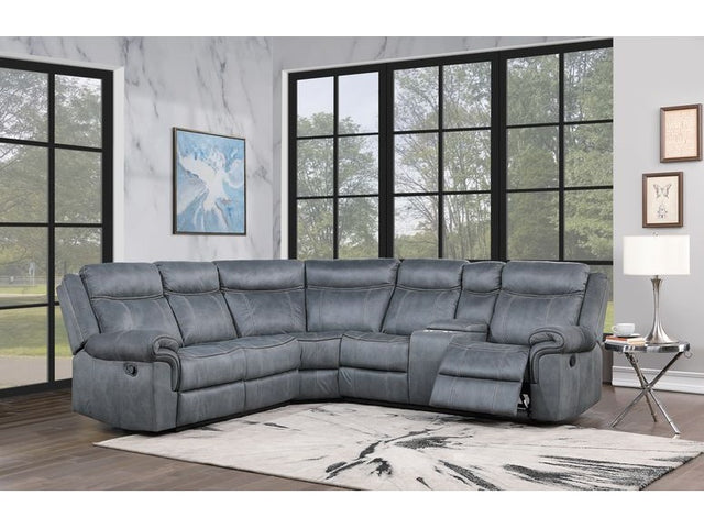 Dollum Two-Tone Manual Recliner Sectional Sofa w/Console - Ornate Home