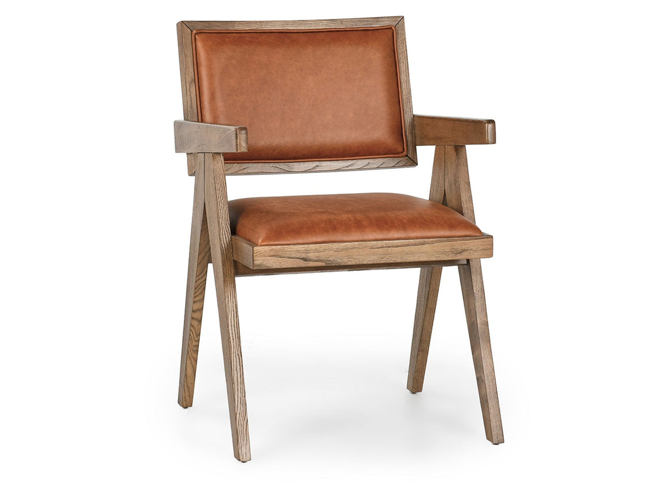 Dolton Autumn Brown Leather Dining Arm Chair - Ornate Home