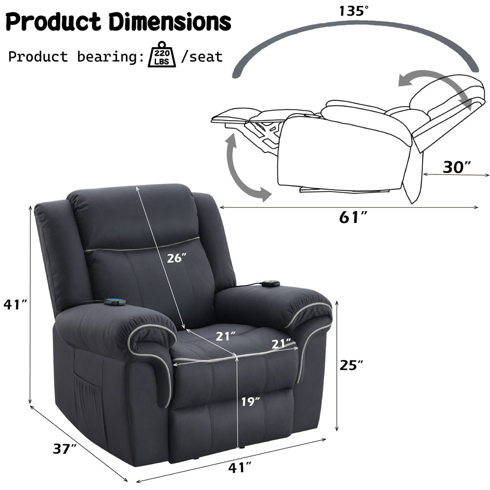 Domana Dark Blue Power Recliner - Ornate Home