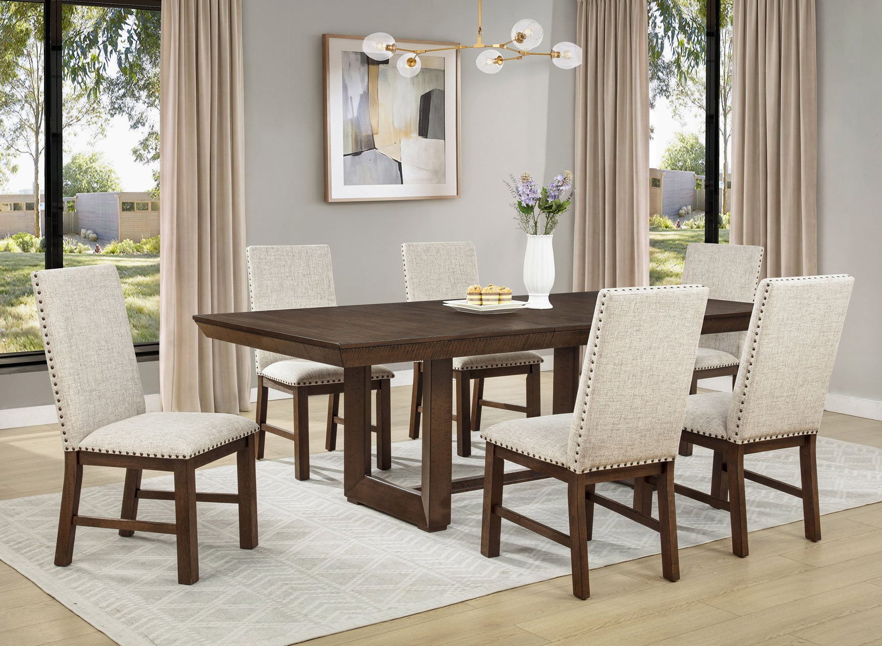 Domingo Espresso/Neutral Dining Set - Ornate Home