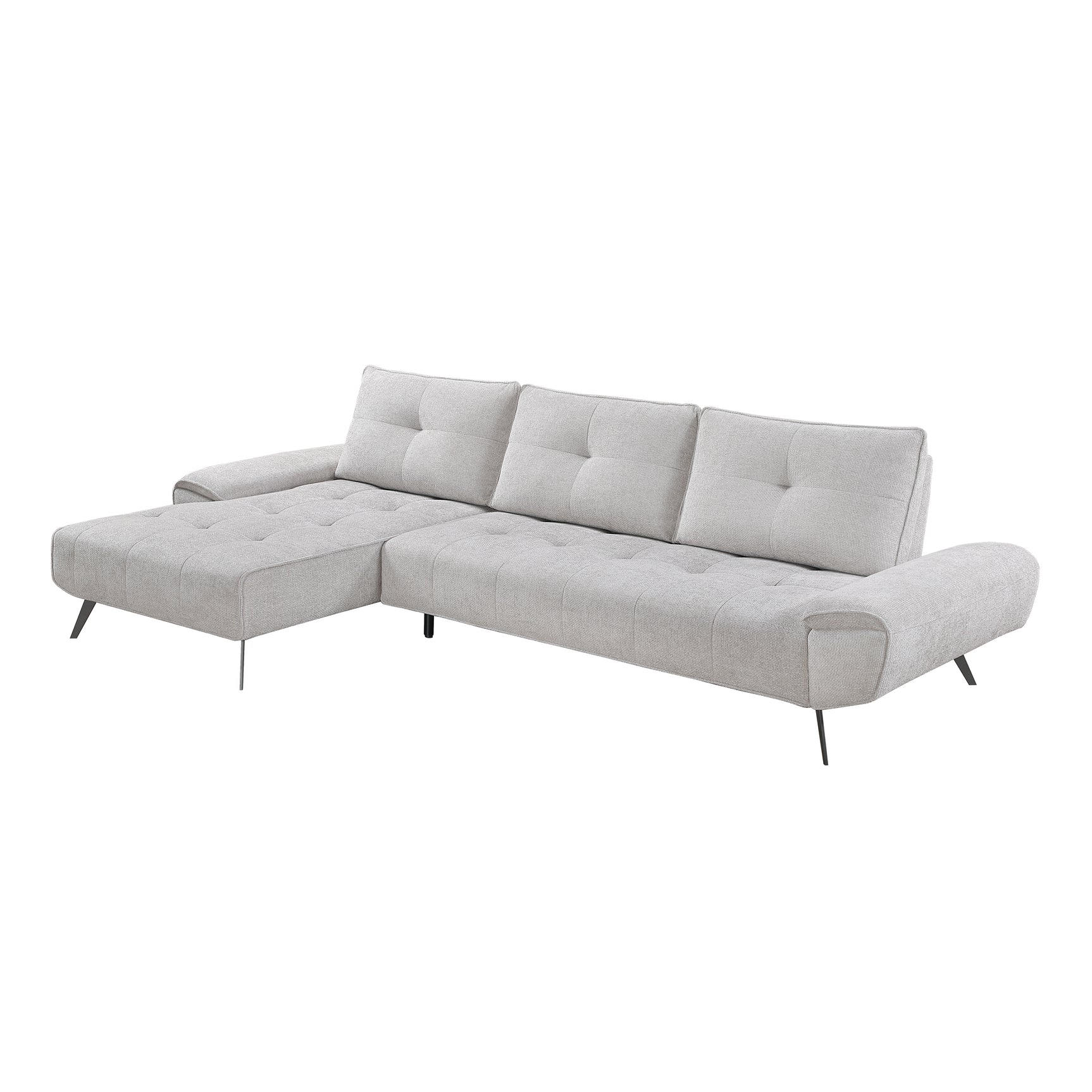 Dominic Light Gray 2-Piece Sectional with Left Chaise and Dual-position Backs - Ornate Home