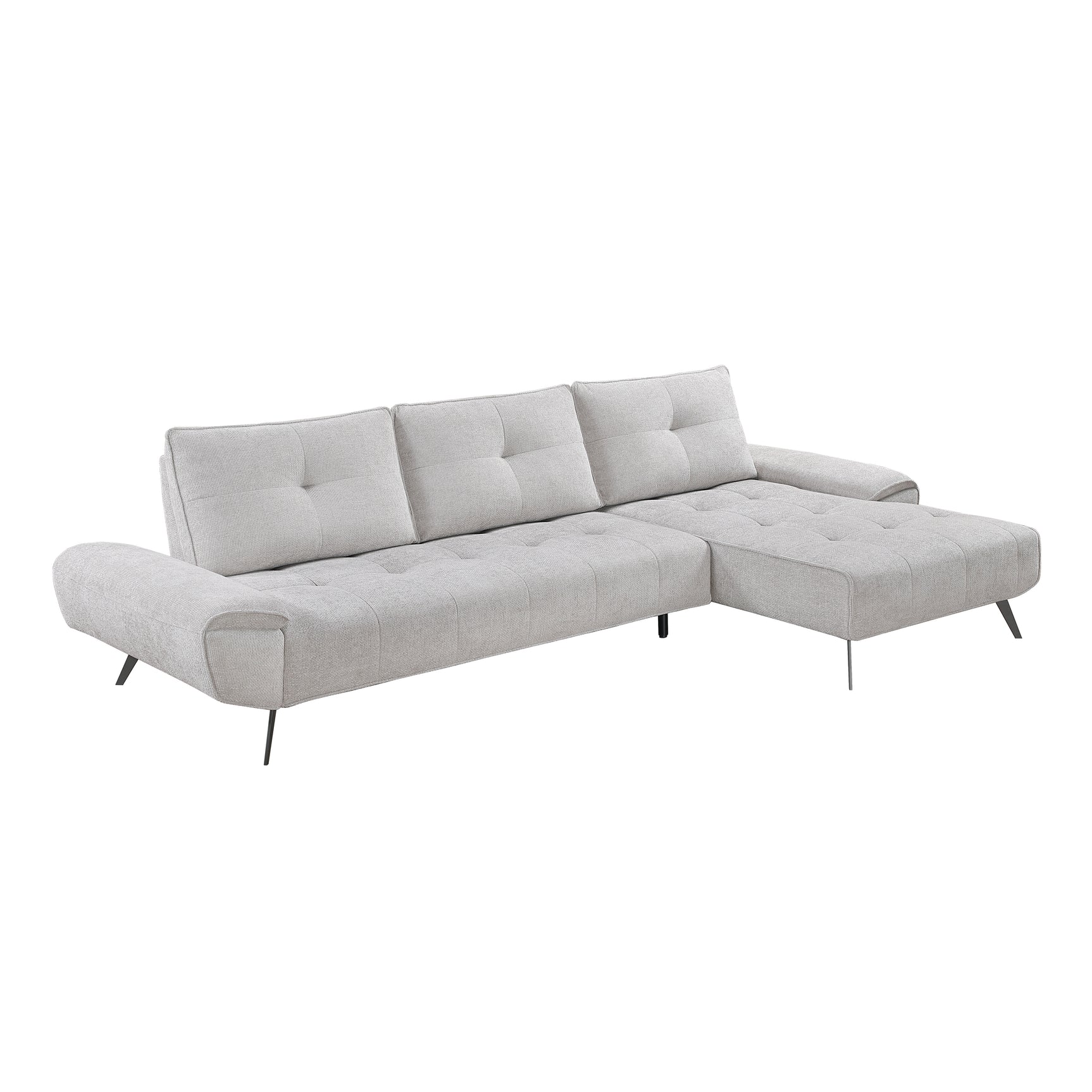 Dominic Light Gray 2-Piece Sectional with Right Chaise and Dual-position Backs - Ornate Home