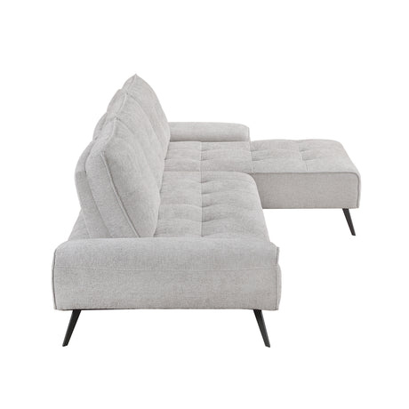 Dominic Light Gray 2-Piece Sectional with Right Chaise and Dual-position Backs - Ornate Home