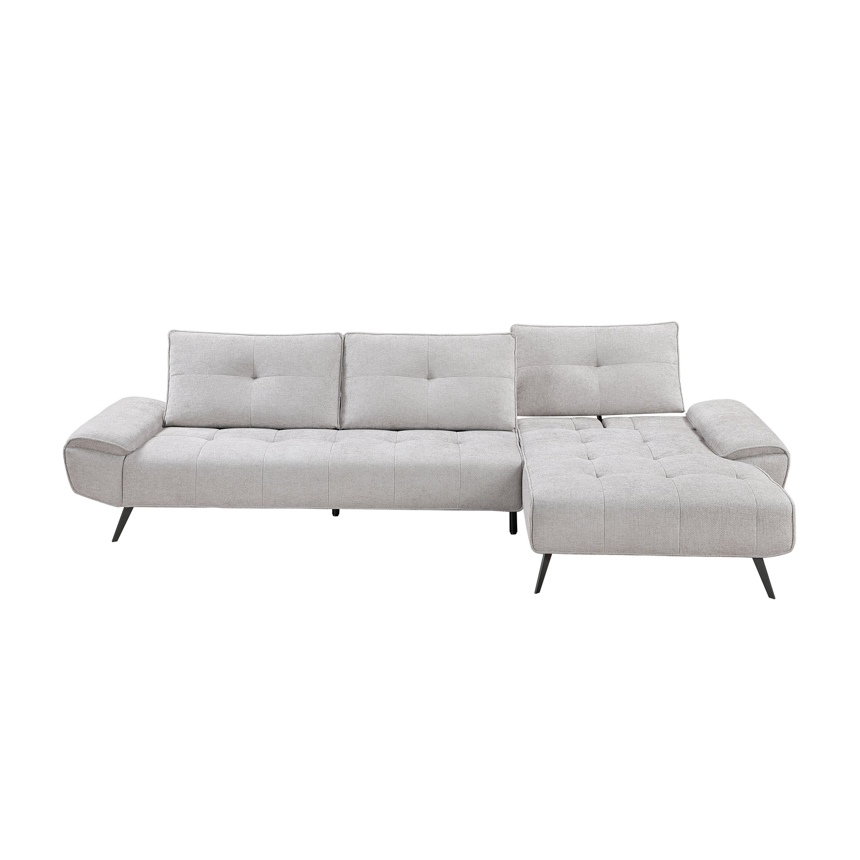 Dominic Light Gray 2-Piece Sectional with Right Chaise and Dual-position Backs - Ornate Home