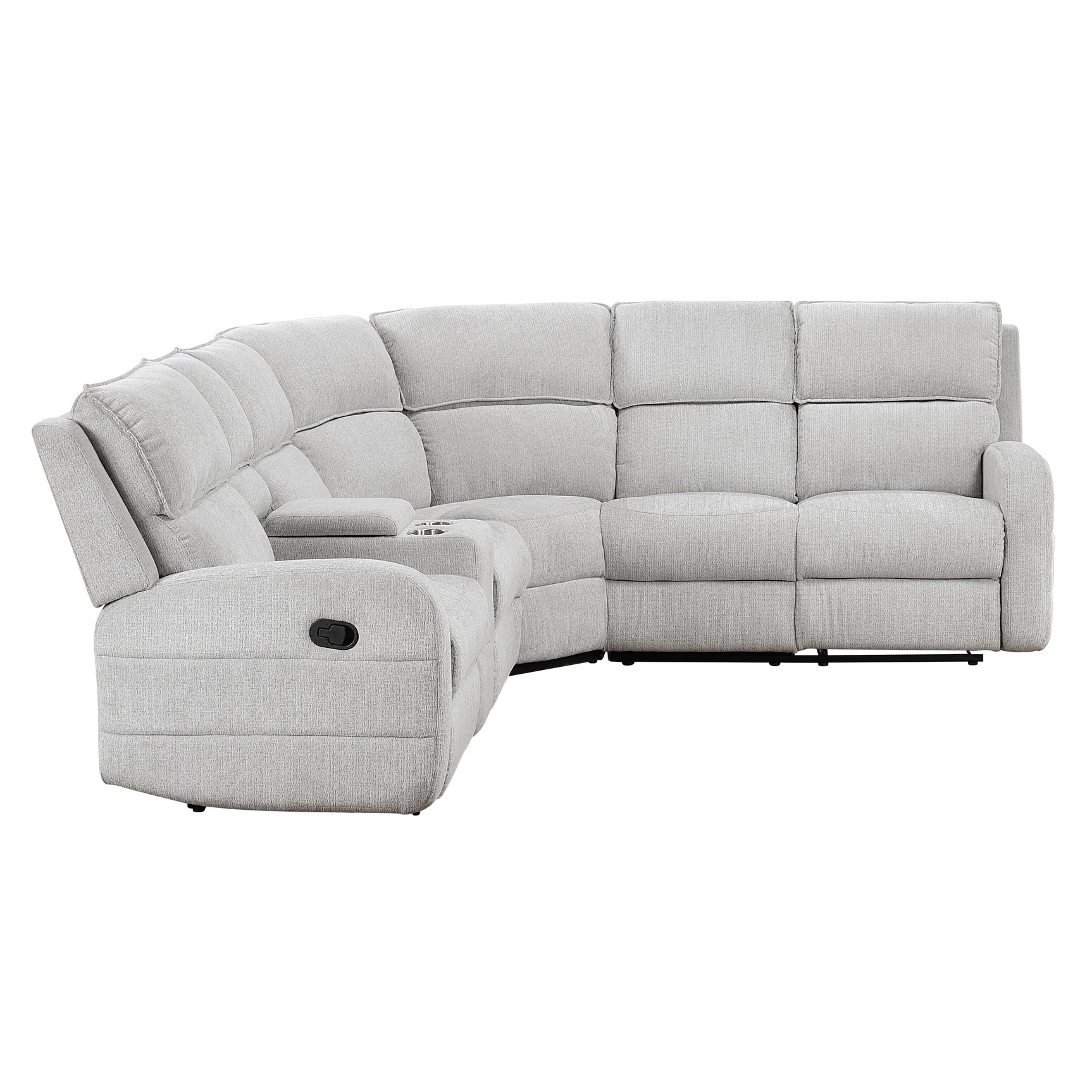 Dominic Light Gray 3-Piece Reclining Sectional with Left Console - Ornate Home