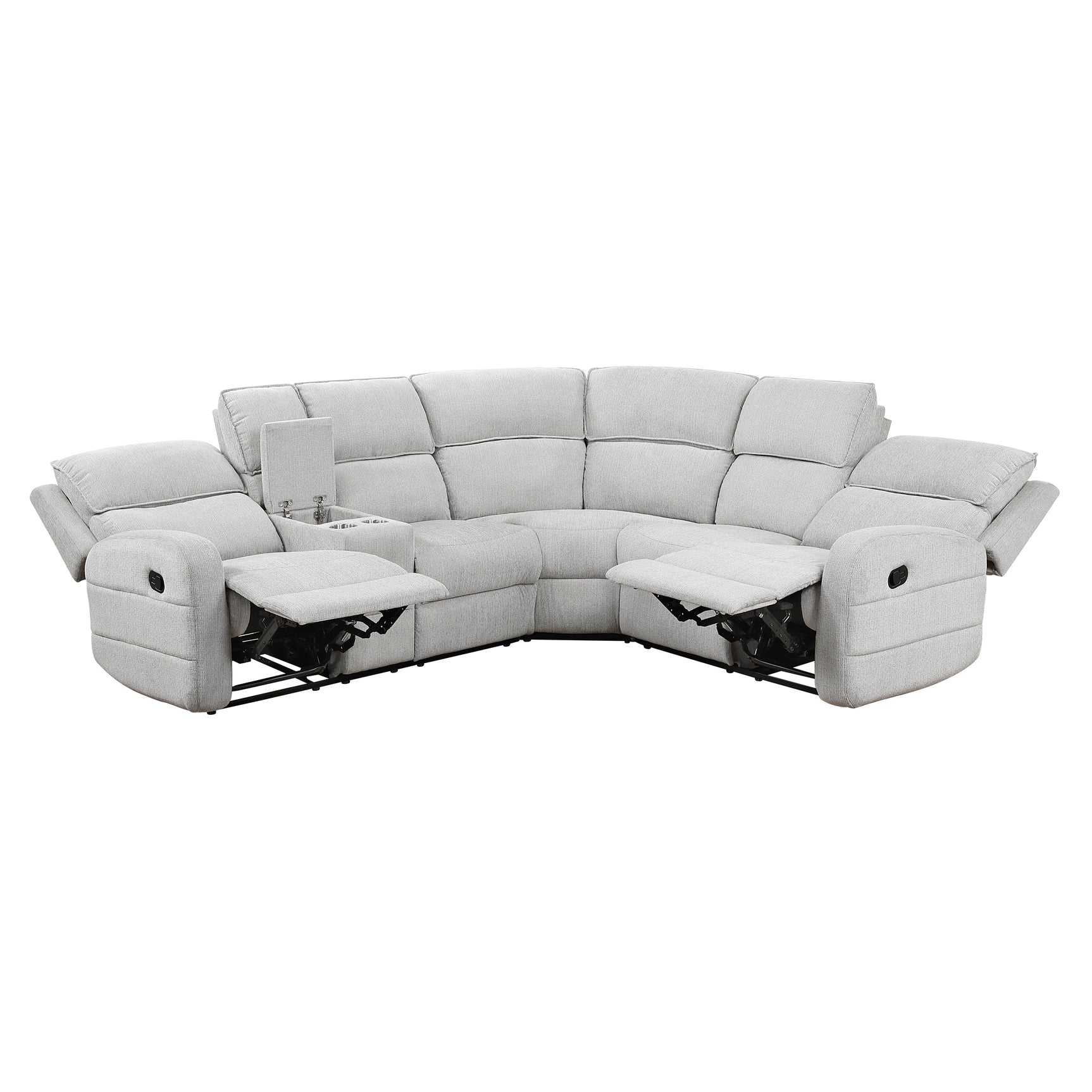 Dominic Light Gray 3-Piece Reclining Sectional with Left Console - Ornate Home