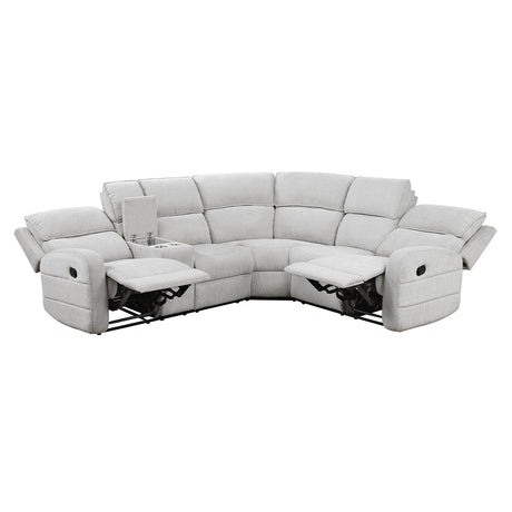 Dominic Light Gray 3-Piece Reclining Sectional with Left Console - Ornate Home