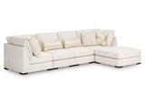 Donelson Creek Vanilla 4-Piece Sectional and Ottoman - Ornate Home