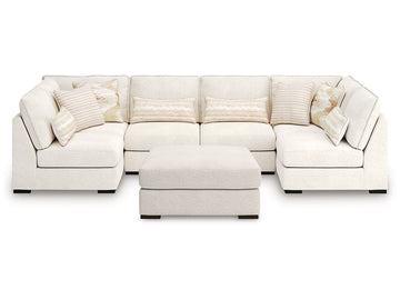 Donelson Creek Vanilla 4-Piece Sectional and Ottoman - Ornate Home