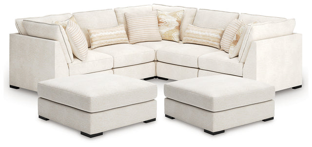 Donelson Creek Vanilla 5-Piece Sectional and 2 Oversized Ottomans (Online Special Price) - Ornate Home