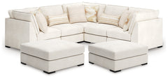 Donelson Creek Vanilla 5-Piece Sectional and 2 Oversized Ottomans - Ornate Home