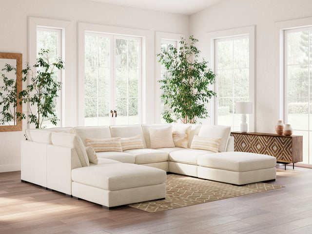 Donelson Creek Vanilla 6-Piece Sectional and Ottoman (Online Special Price) - Ornate Home