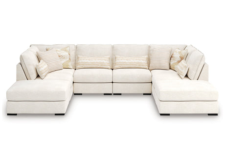 Donelson Creek Vanilla 6-Piece Sectional and Ottoman - Ornate Home