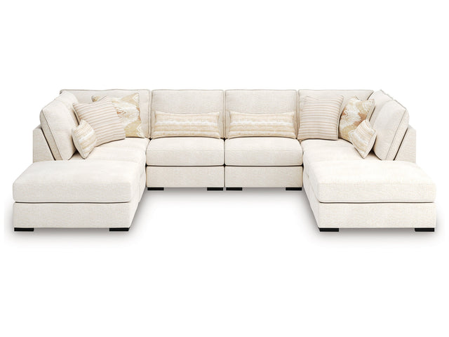 Donelson Creek Vanilla 6-Piece Sectional and Ottoman - Ornate Home
