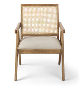 Donna Light Beige Cane Back Dining Arm Chair - Ornate Home