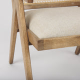 Donna Light Beige Cane Back Dining Arm Chair - Ornate Home