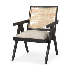 Donna Natural/Black Cane Back Dining Side Chair - Ornate Home