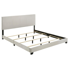 Dorian Cream Fabric Upholstered California King Panel Bed - Ornate Home