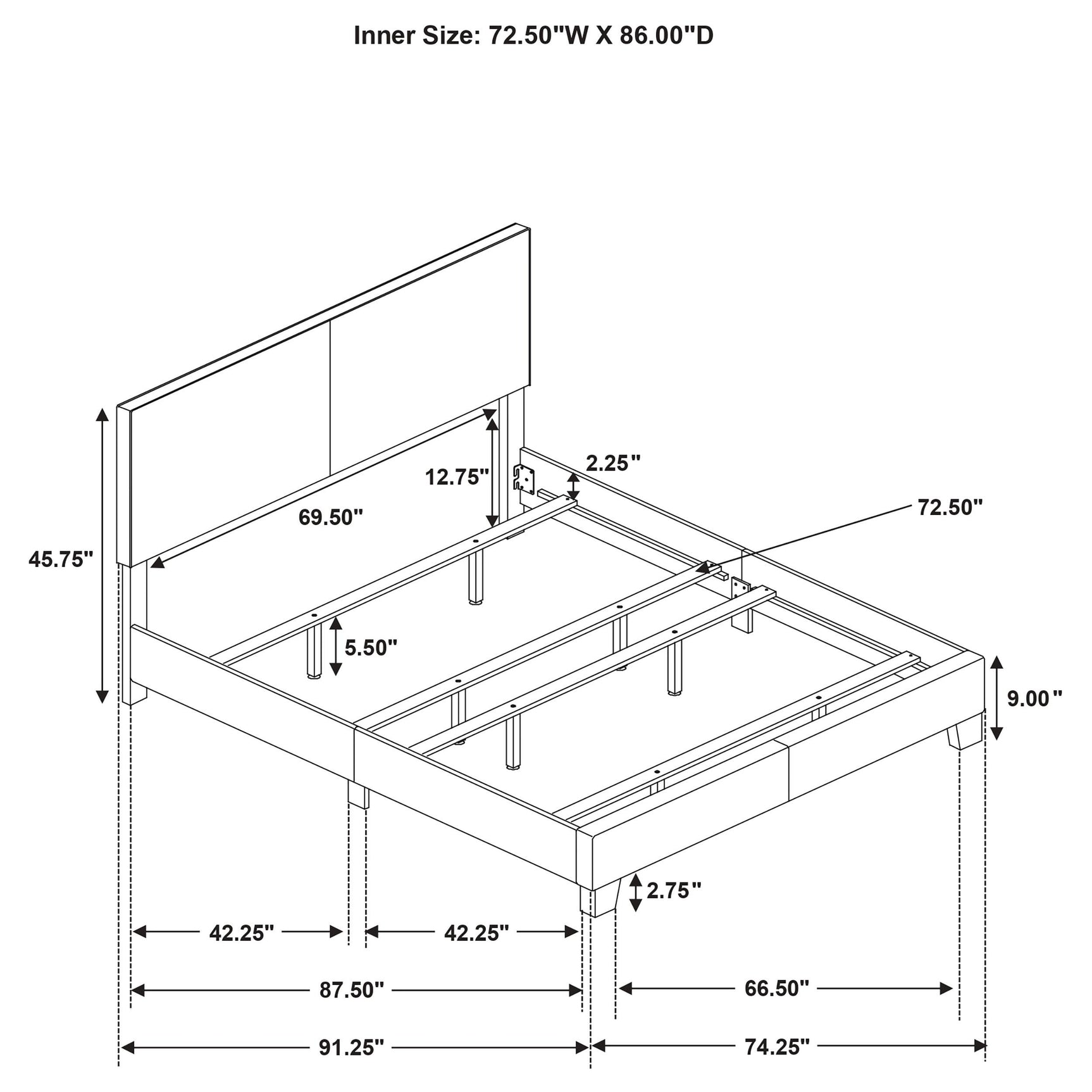 Dorian Cream Fabric Upholstered California King Panel Bed - Ornate Home