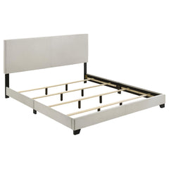 Dorian Cream Fabric Upholstered Eastern King Panel Bed - Ornate Home