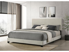 Dorian Cream Fabric Upholstered Eastern King Panel Bed - Ornate Home